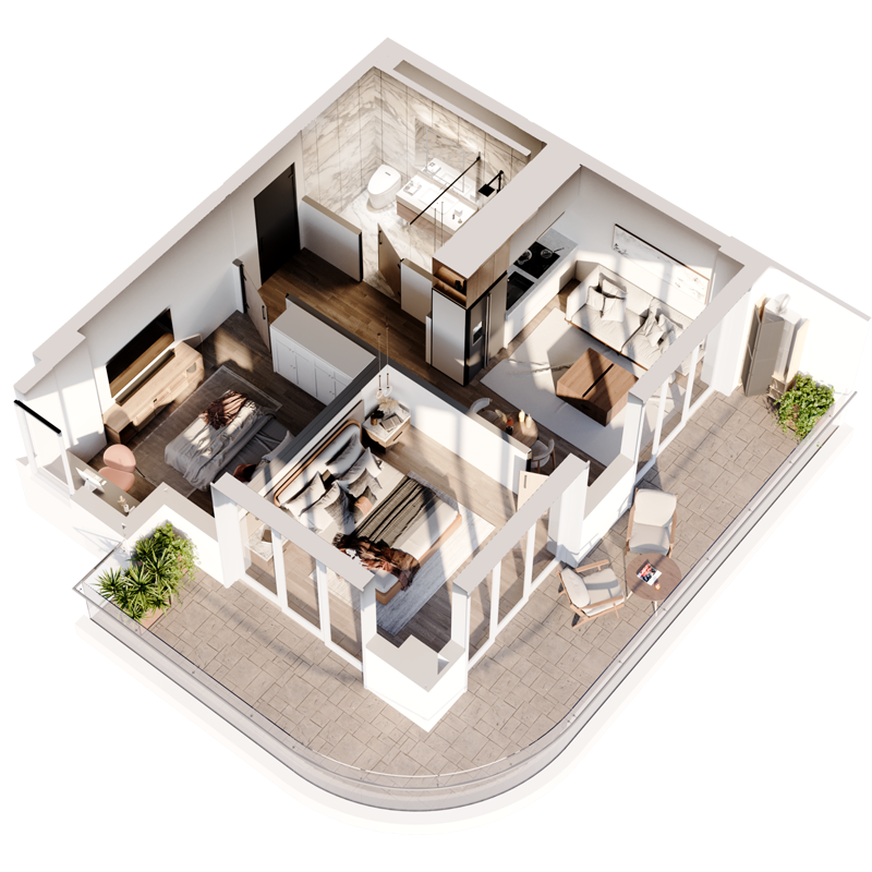 ორ საძინებლიანი